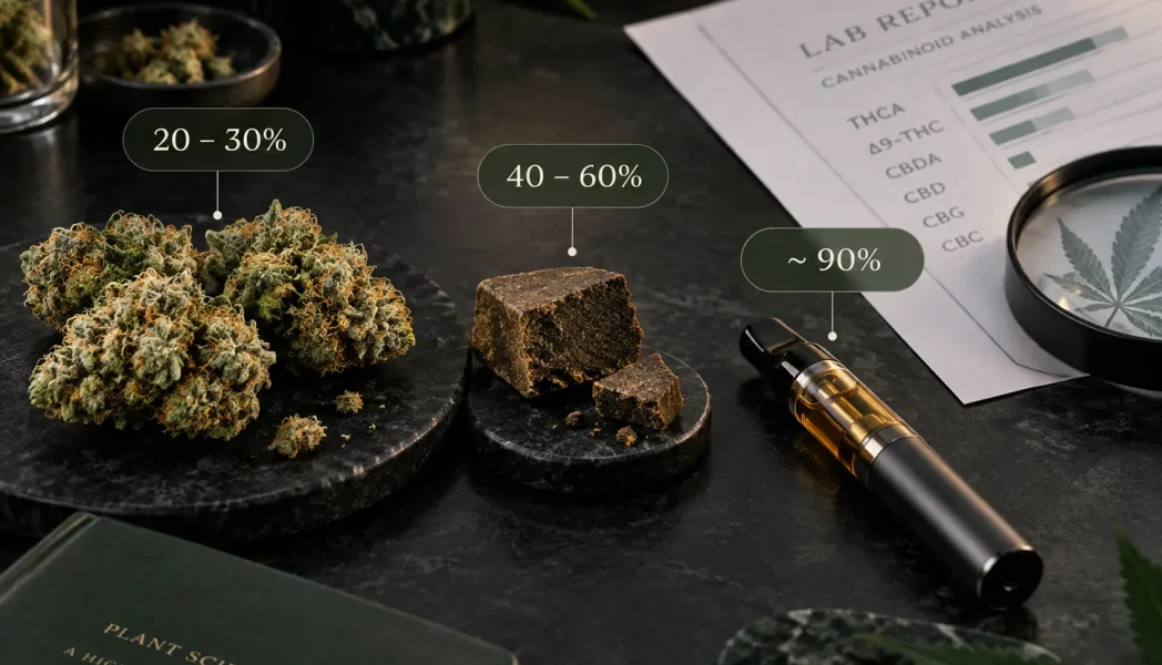 THCA-Gehalt bei Blüten, Hash und Vapes im Vergleich