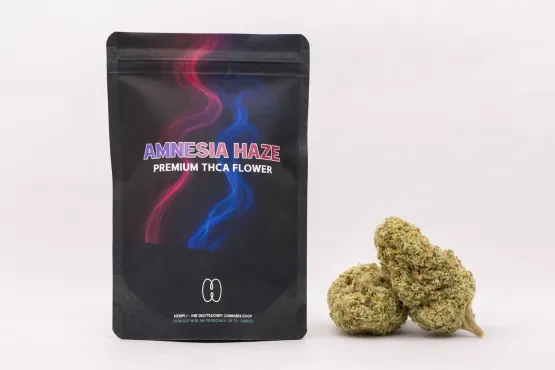 Amnesia haze THCA-blüten und verpackung