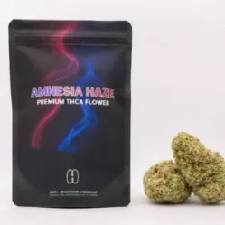 Amnesia haze THCA-blüten und verpackung