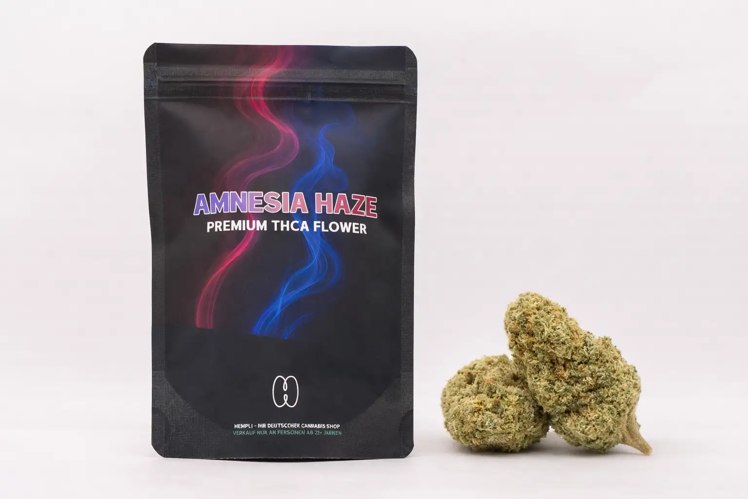 Amnesia haze THCA-blüten und verpackung
