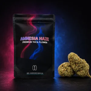 Amnesia haze THCA-blüten und verpackung